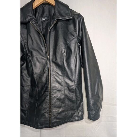 Burk's Bay Womens Leather Full Zip Jacket Sz XL Black Moto Edgy Minimalist - Picture 3 of 11